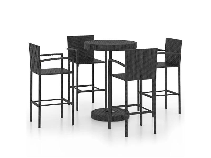Ensemble de bar de jardin 5 pcs Résine tressée Noir 2