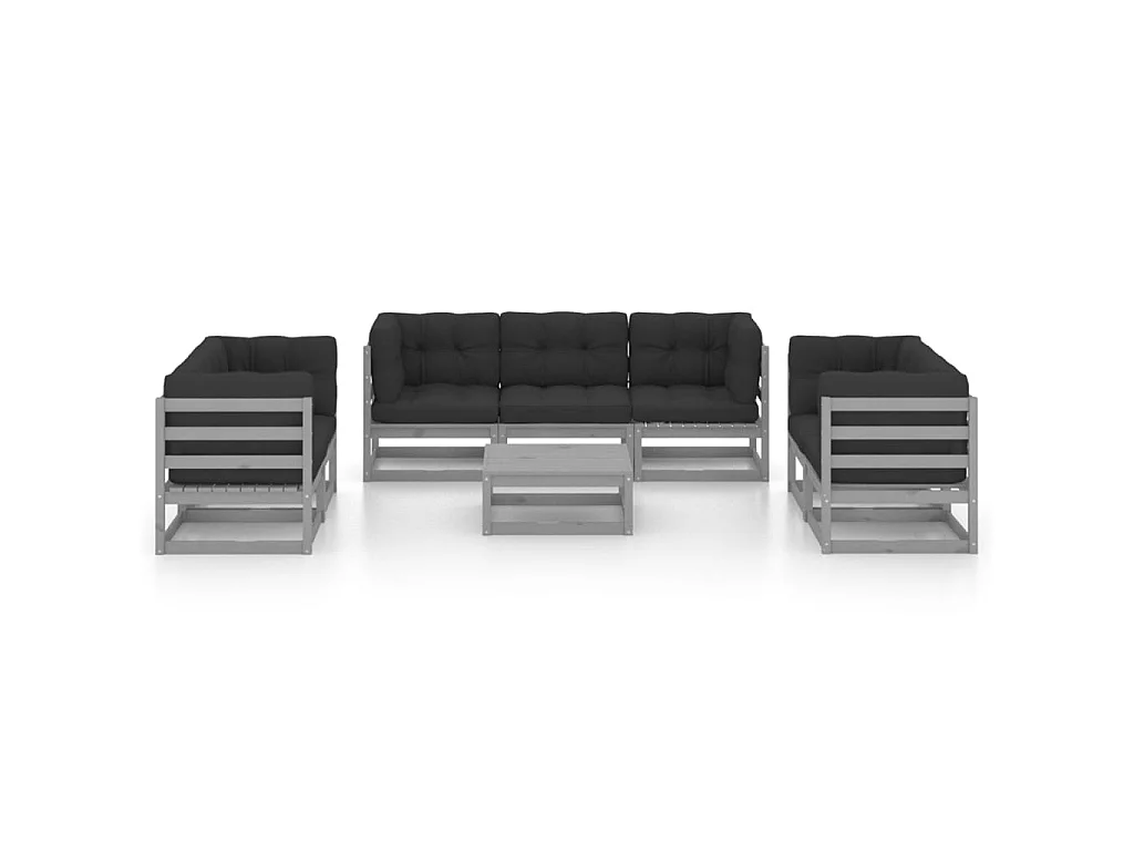 Salon de jardin 8 pcs avec coussins Bois de pin massif 106