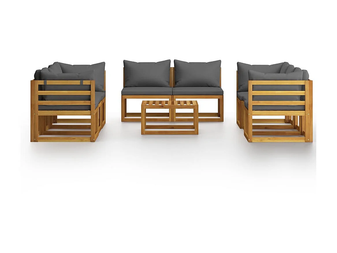 Salon de jardin 9 pcs avec coussin Bois d'acacia solide