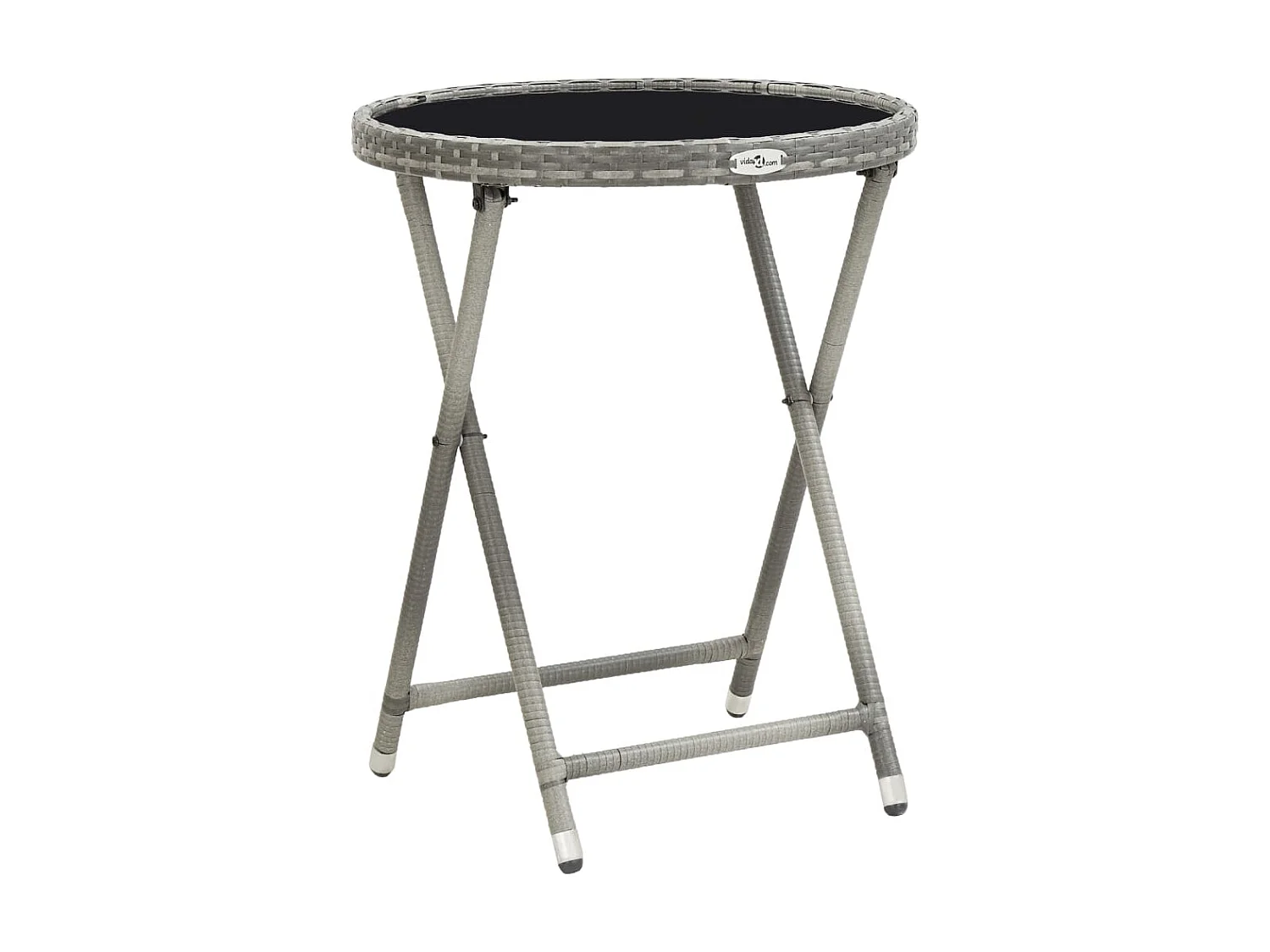 Ensemble de bistro 3 pcs Résine tressée et verre trempé Gris 4