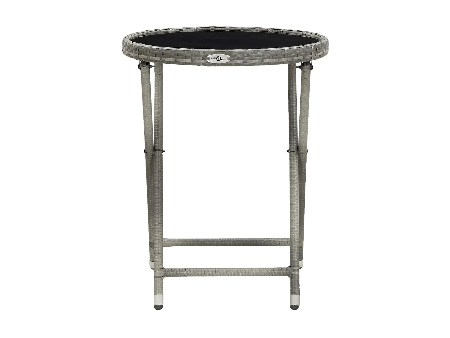 Ensemble de bistro 3 pcs Résine tressée et verre trempé Gris 4