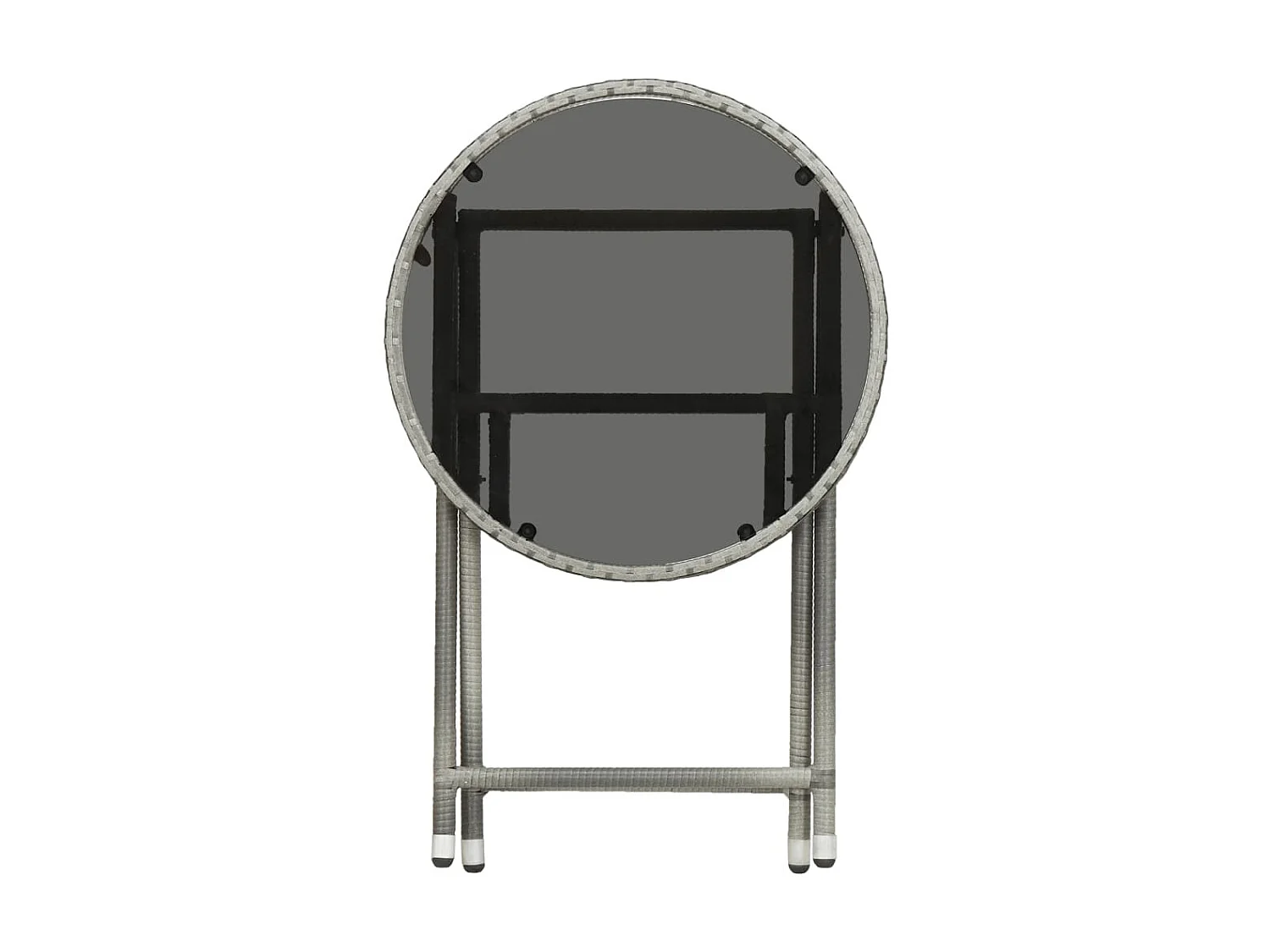 Ensemble de bistro 3 pcs Résine tressée et verre trempé Gris 4