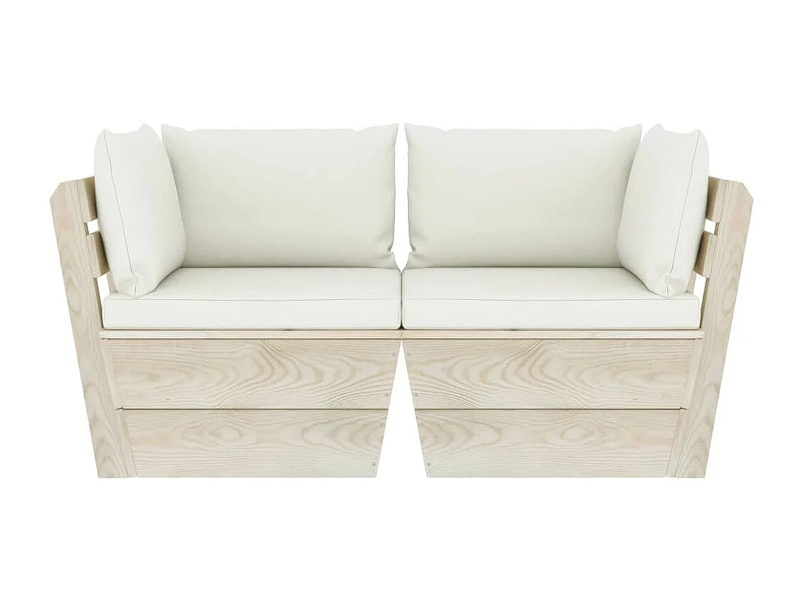 Canapé palette à 2 places de jardin avec coussins Bois d'épicéa 5