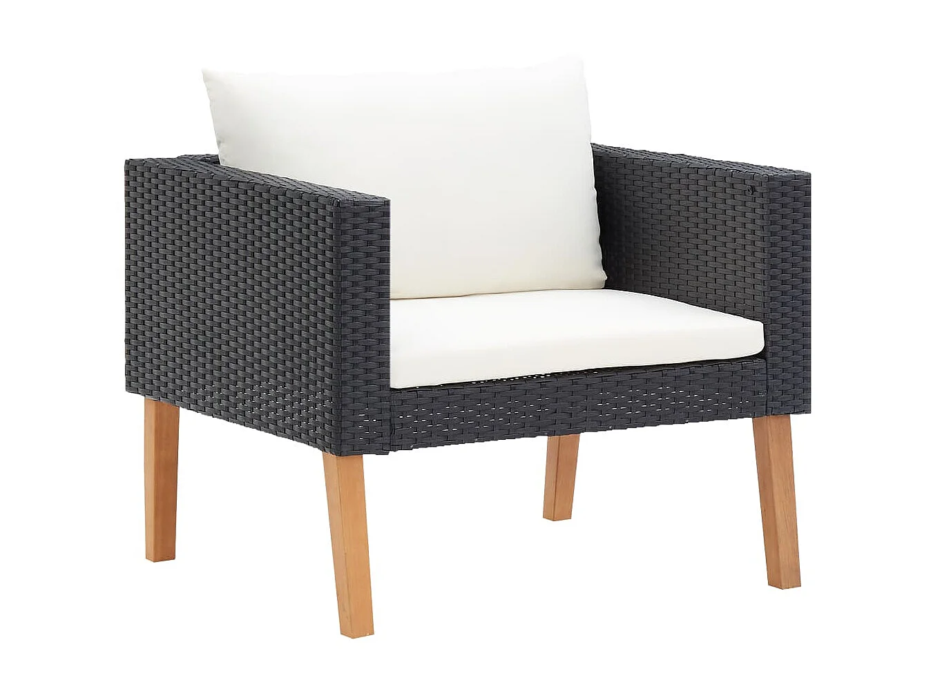 Salon de jardin 3 pcs avec coussins Résine tressée Noir 20