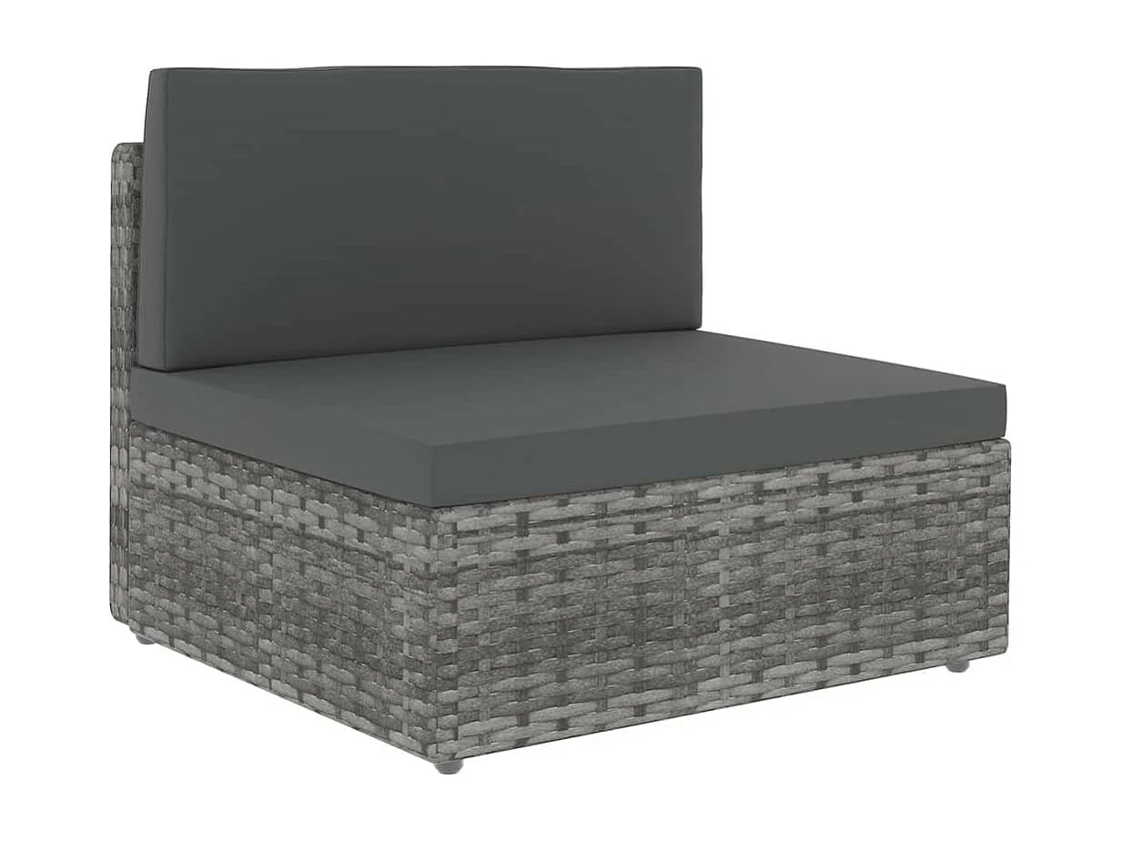 Salon de jardin 5 pcs avec coussins Gris Résine tressée 4