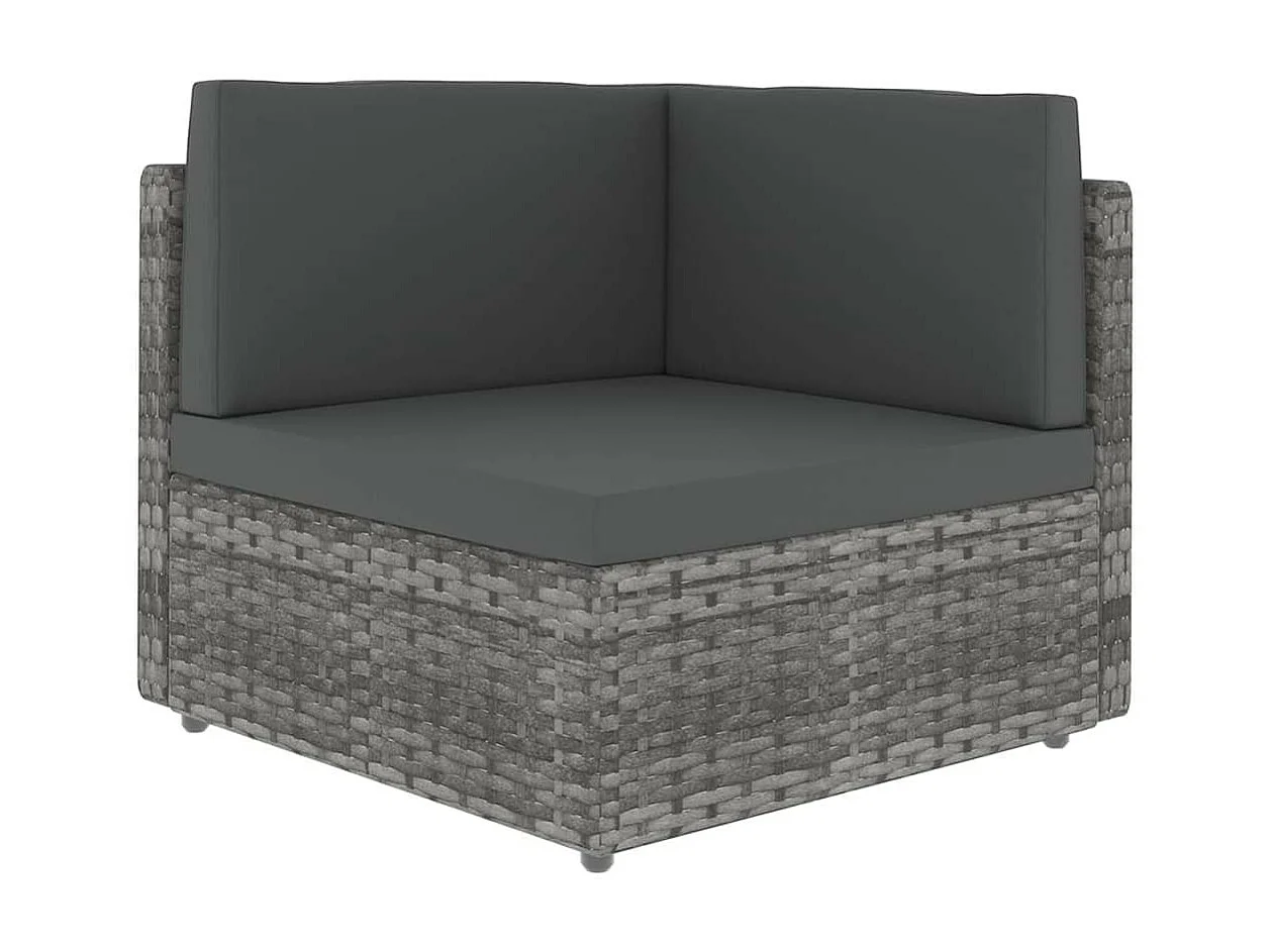 Salon de jardin 5 pcs avec coussins Gris Résine tressée 4