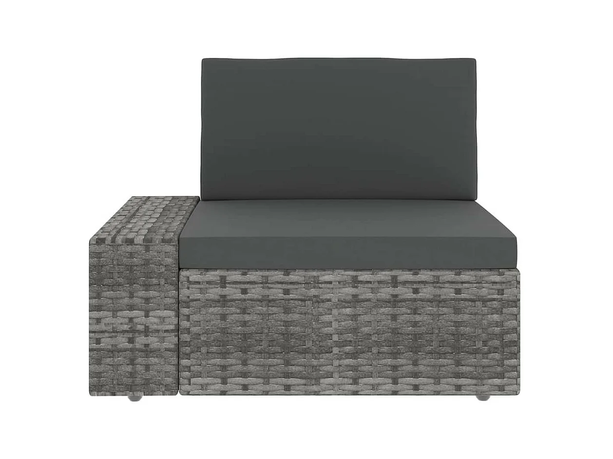 Salon de jardin 5 pcs avec coussins Gris Résine tressée 4
