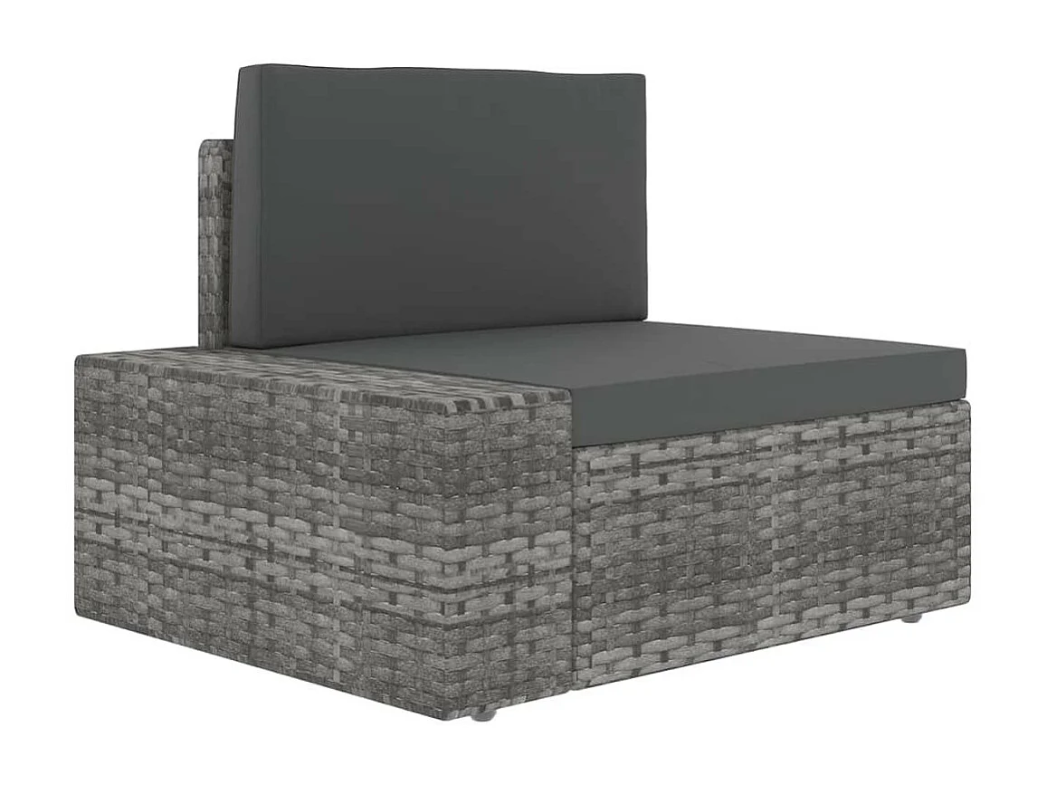 Salon de jardin 5 pcs avec coussins Gris Résine tressée 4