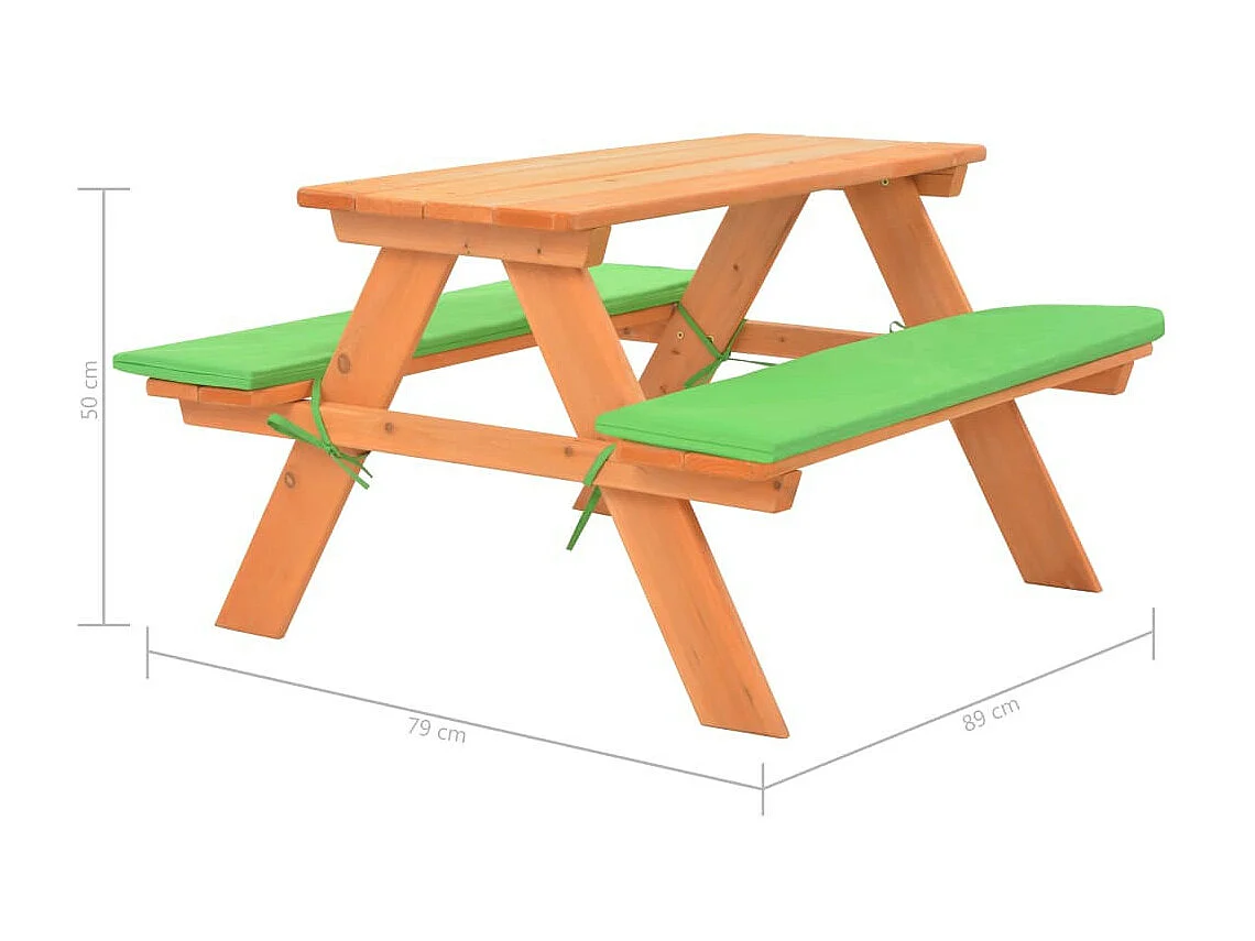 Table de pique-nique pour enfants avec bancs 89x79x50 Sapin