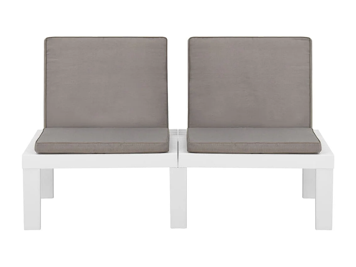 Salon de jardin 3 pcs avec coussins Plastique Blanc 2