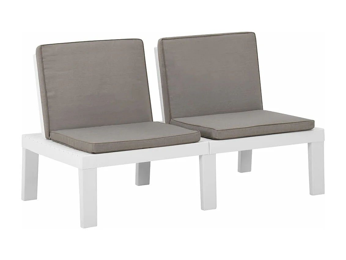 Salon de jardin 3 pcs avec coussins Plastique Blanc 2