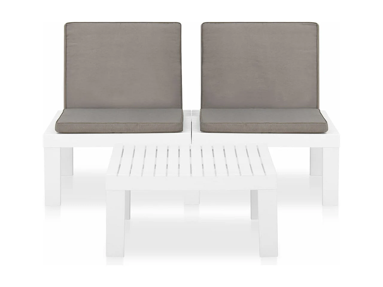 Salon de jardin 2 pcs avec coussins Plastique Blanc