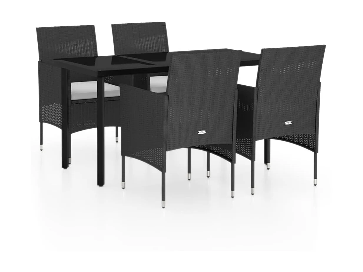 Ensemble de salle à manger de jardin avec coussins 5 pcs Noir 6