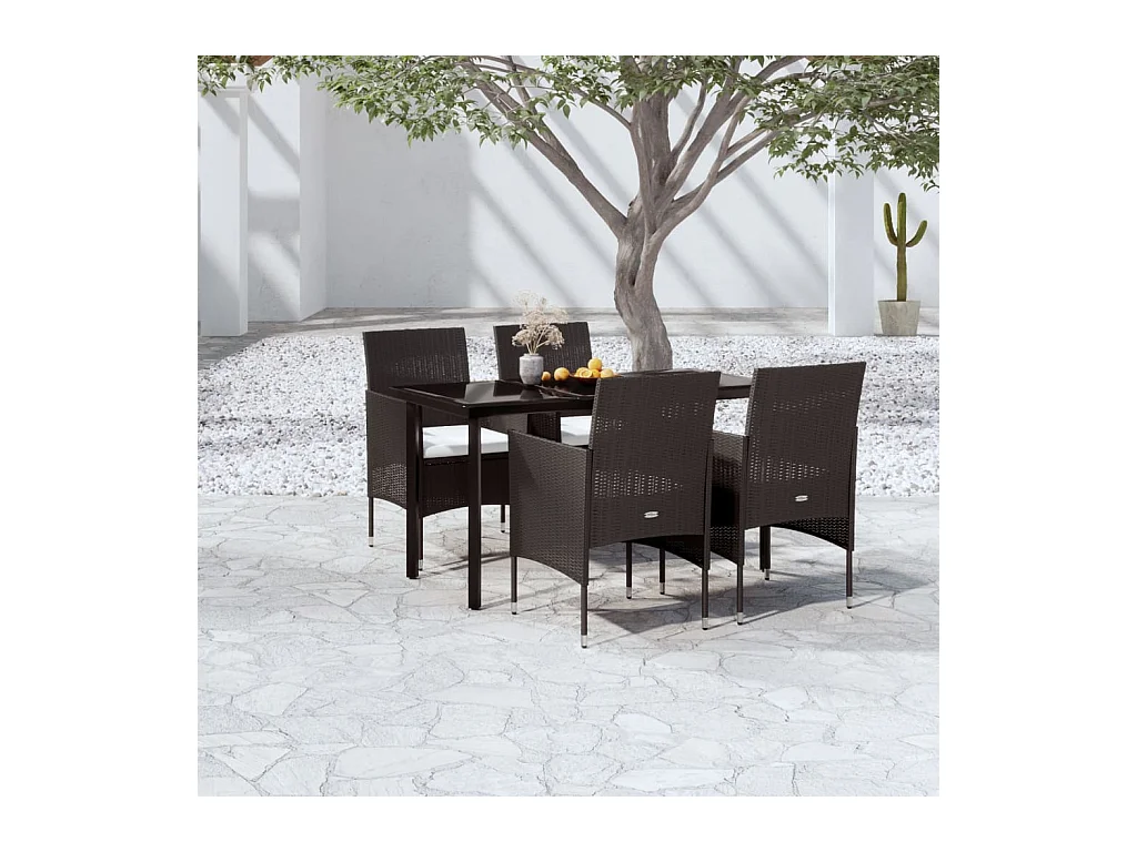 Ensemble de salle à manger de jardin avec coussins 5 pcs Noir 6