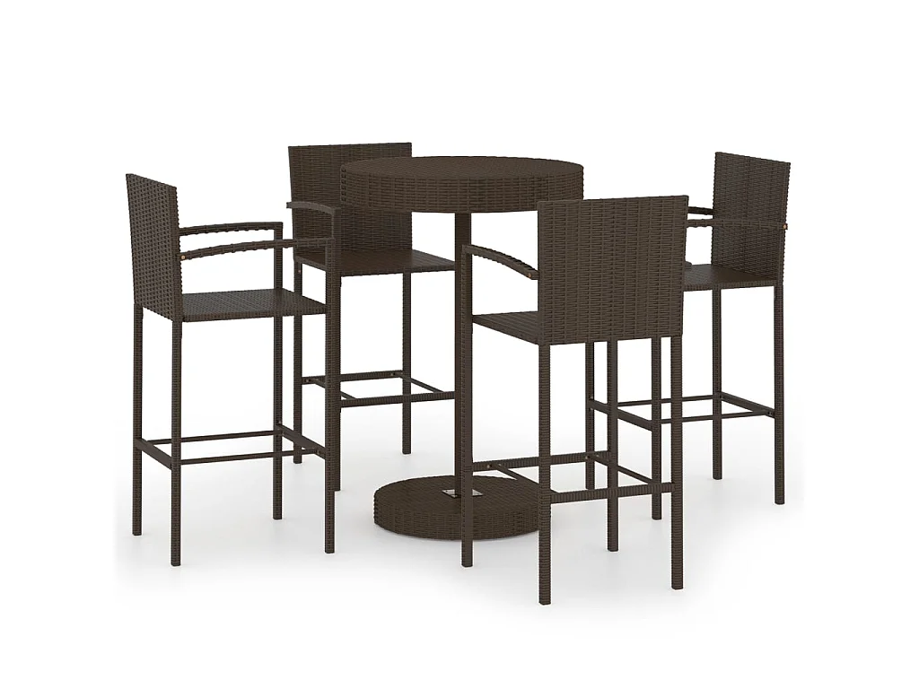 Ensemble de bar de jardin 5 pcs Résine tressée Marron 2