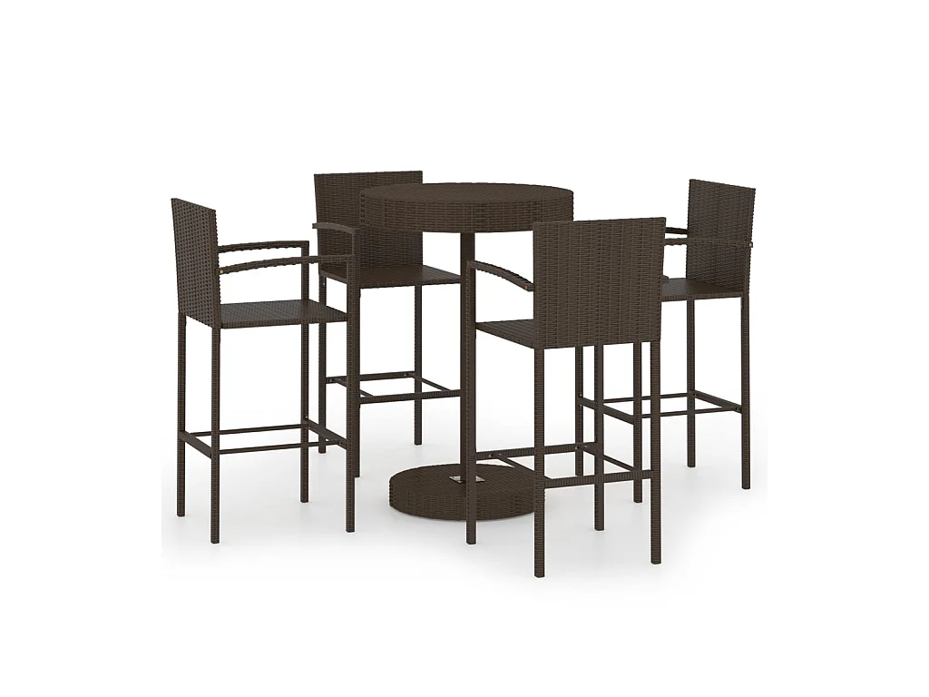 Ensemble de bar de jardin 5 pcs Résine tressée Marron 2