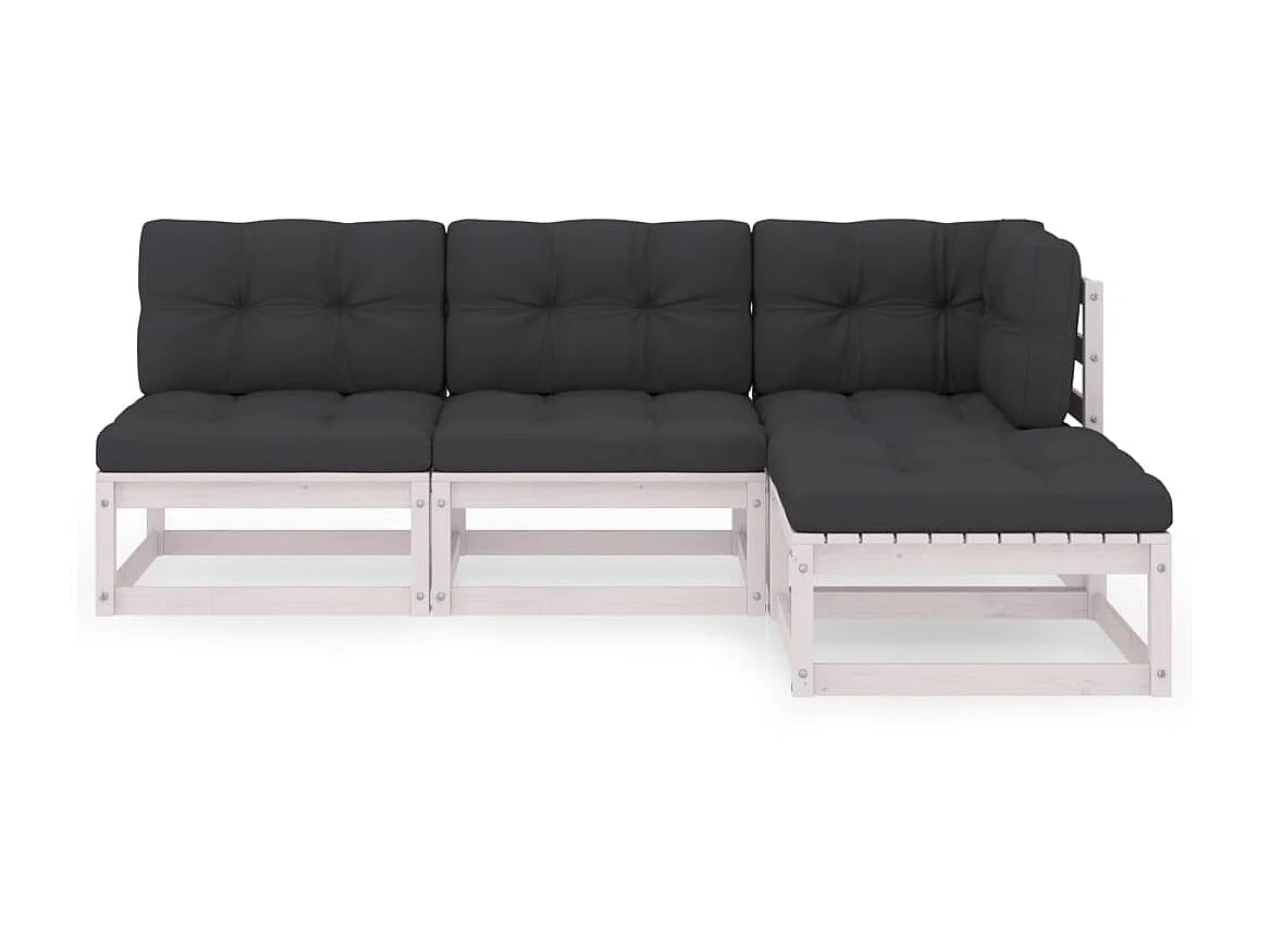 Salon de jardin 4 pcs avec coussins Bois de pin massif 29