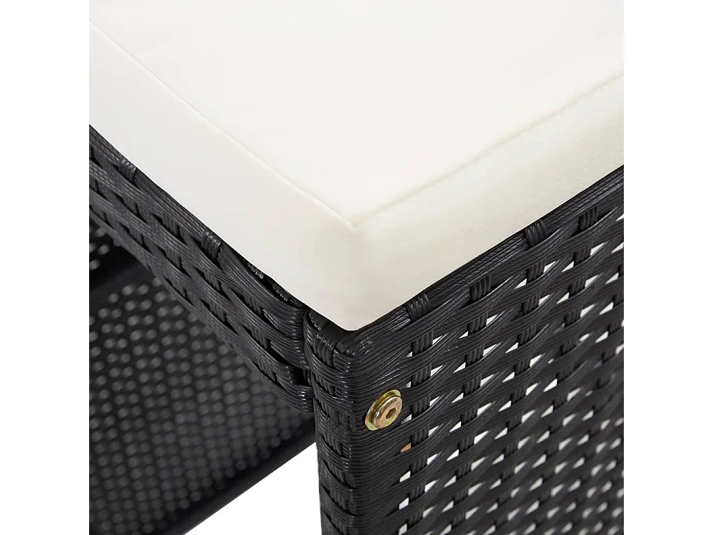 Ensemble de bar d'extérieur 9 pcs Résine tressée Noir