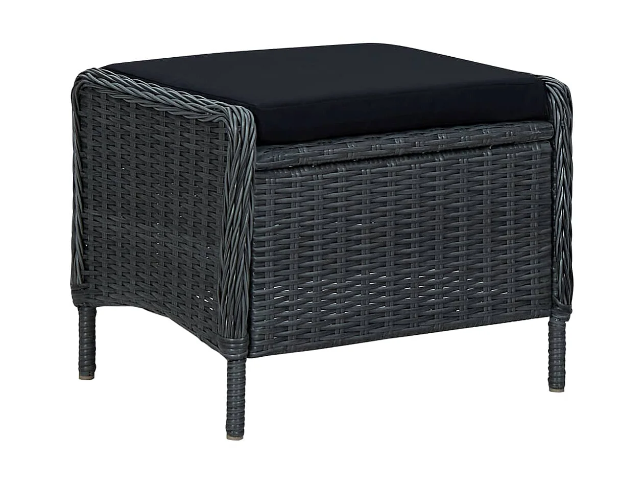 Salon de jardin 3 pcs avec coussins Résine tressée Gris foncé 5