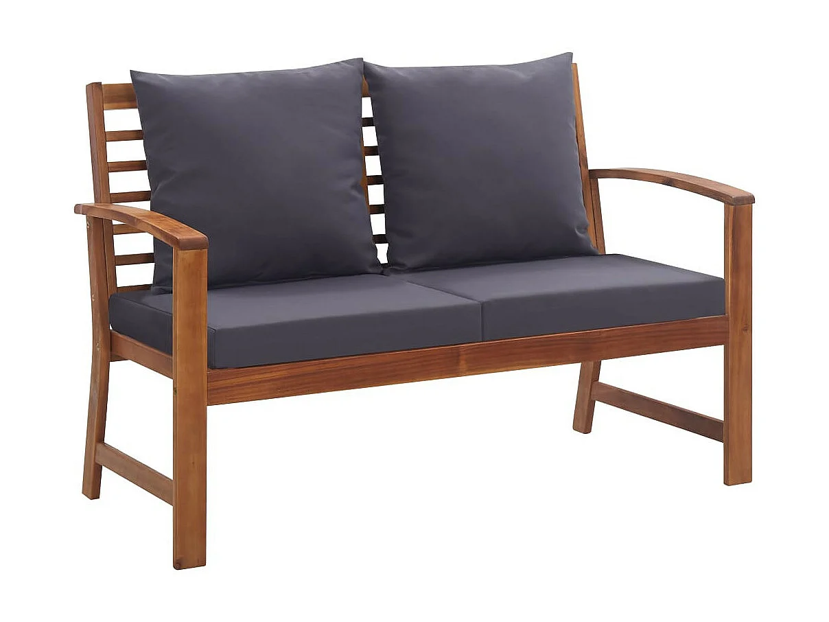 Salon de jardin 4 pcs avec coussins Bois d'acacia solide 10