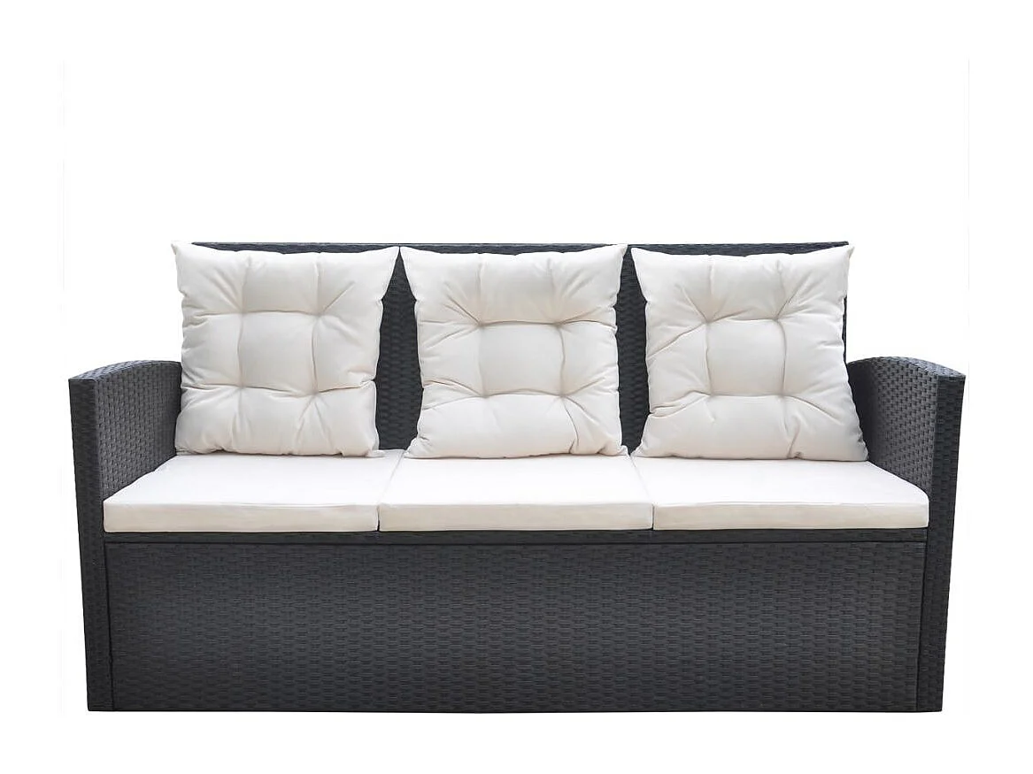 Mobilier à dîner de jardin 6pcs et coussins Résine tressée Noir