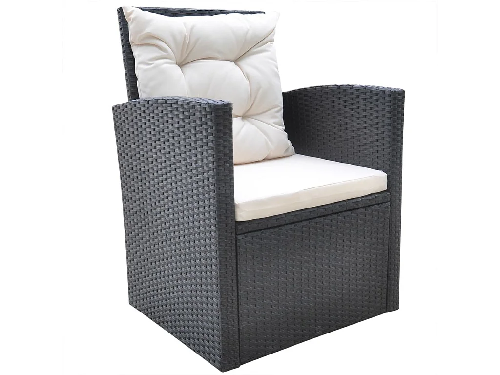 Mobilier à dîner de jardin 6pcs et coussins Résine tressée Noir