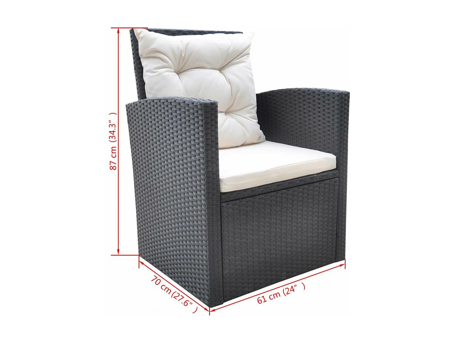 Mobilier à dîner de jardin 6pcs et coussins Résine tressée Noir