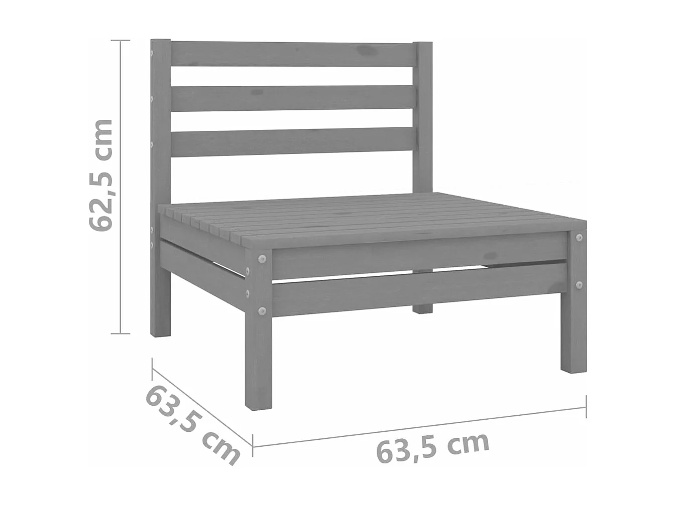 Salon de jardin 4 pcs Bois de pin massif Gris 2