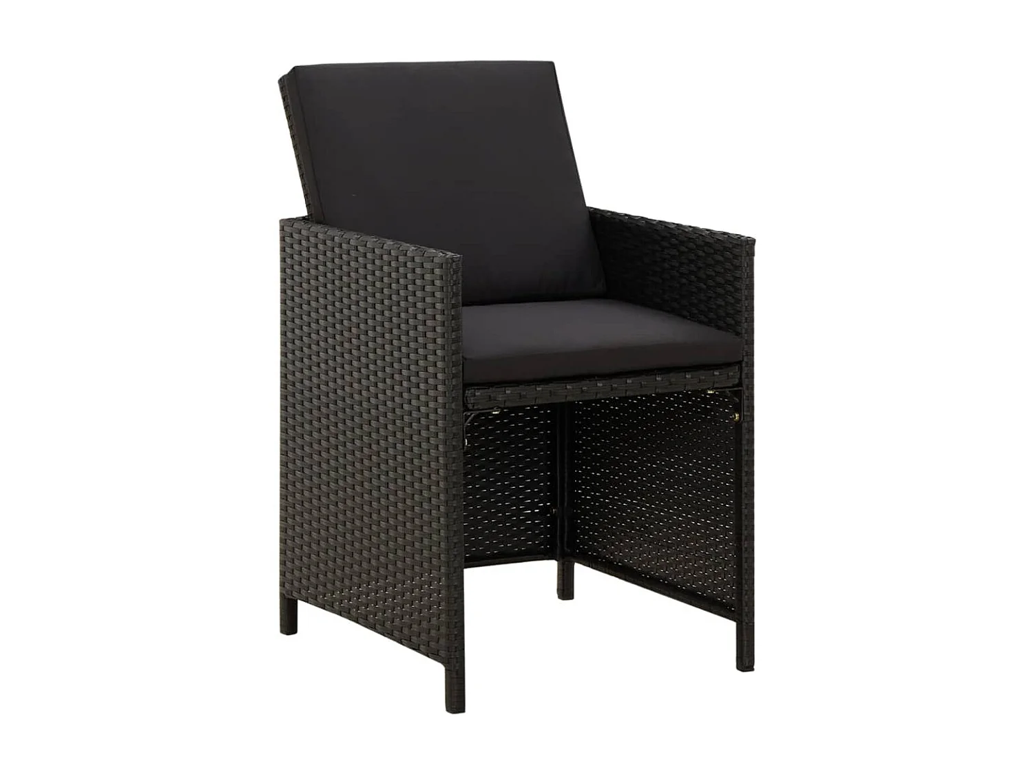 Mobilier à dîner de jardin et coussins 9pcs Résine tressée Noir 3