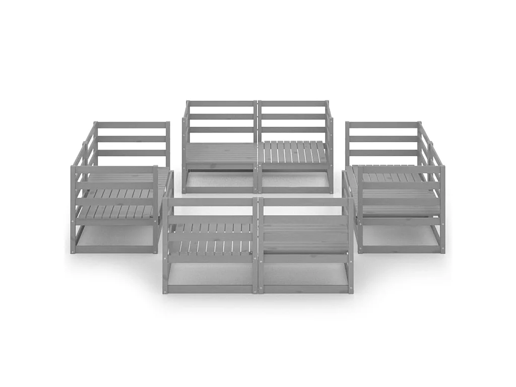 Salon de jardin 8 pcs Gris Bois de pin massif 7