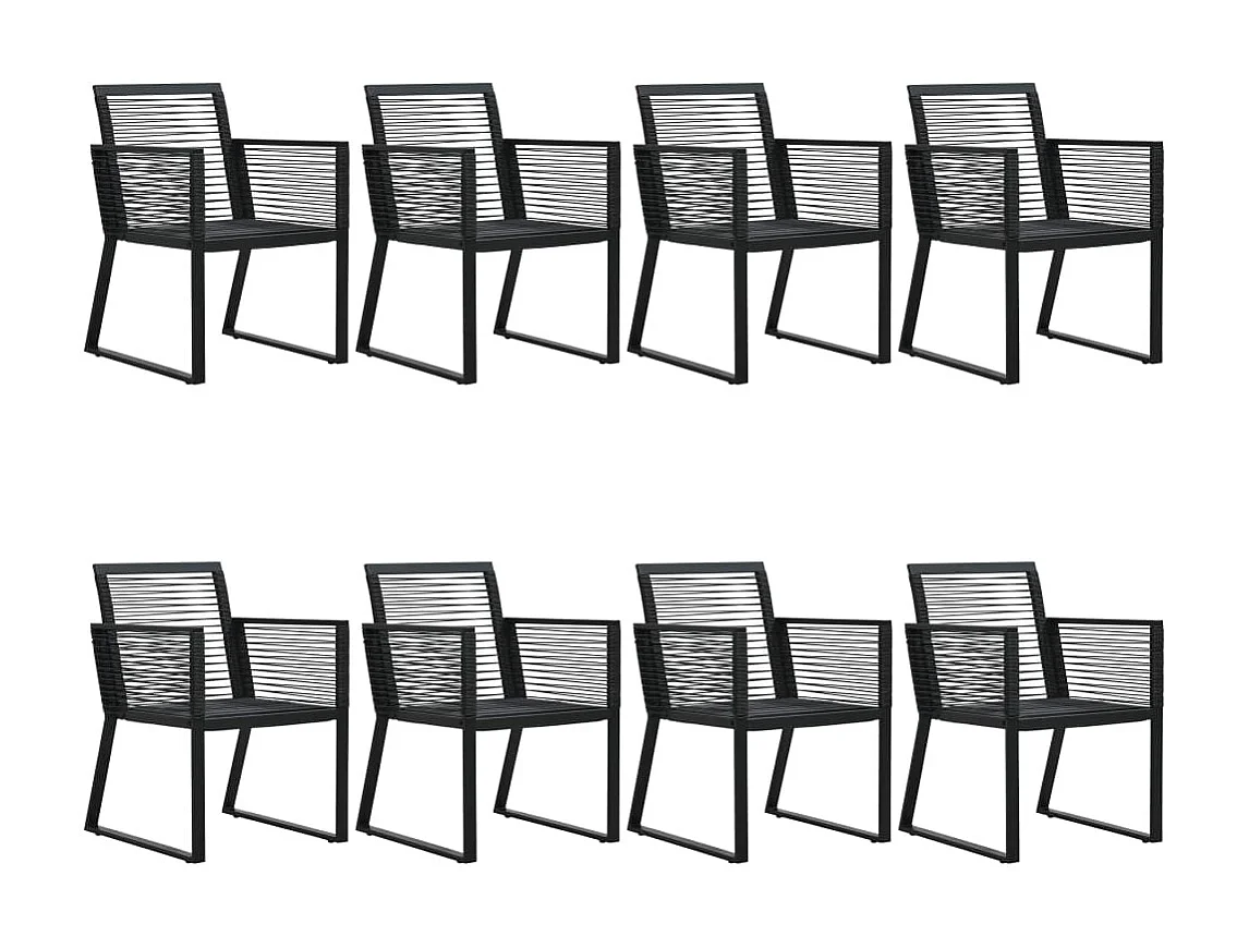 Ensemble à dîner d'extérieur 9 pcs Rotin PVC Noir 2