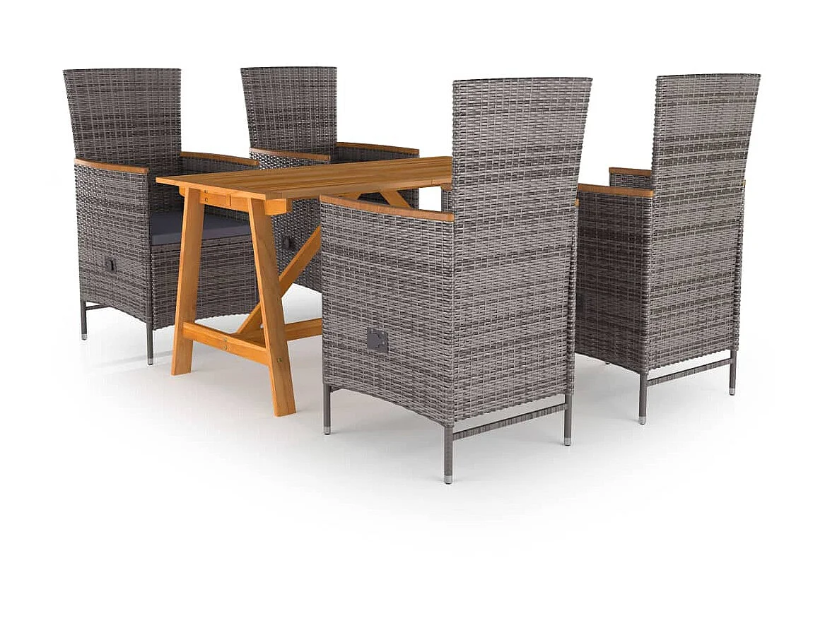 Ensemble de salle à manger de jardin 5 pcs Gris 90