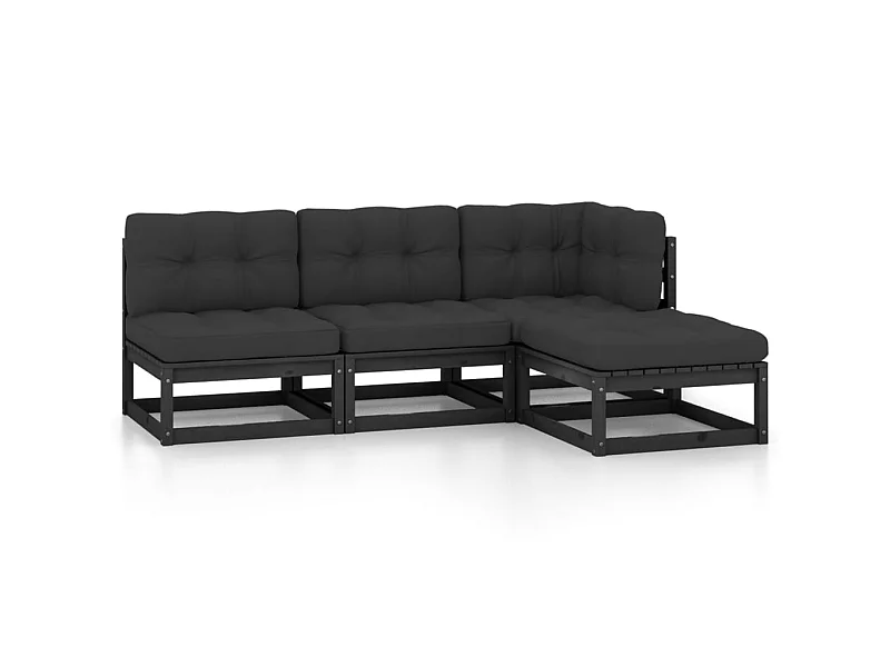 Salon de jardin 4 pcs avec coussins Bois de pin massif 33