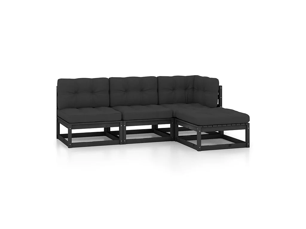 Salon de jardin 4 pcs avec coussins Bois de pin massif 33