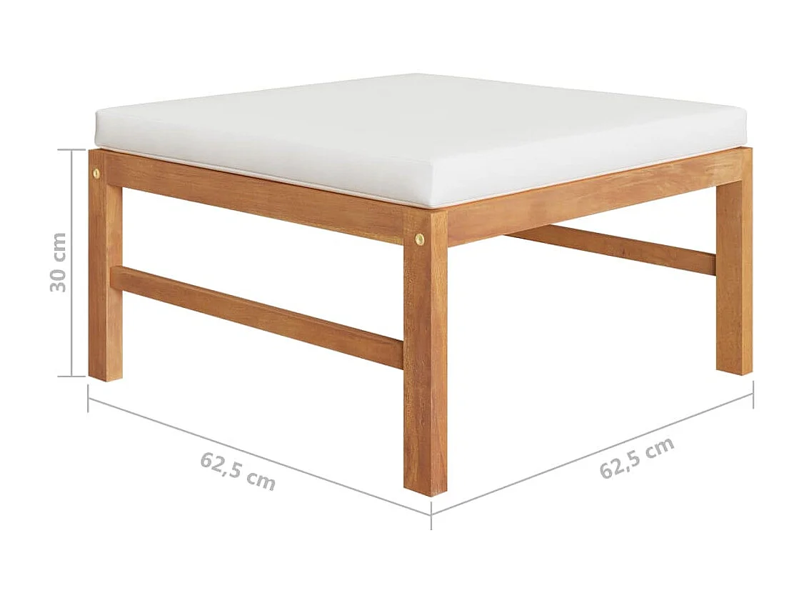 Salon de jardin 4 pcs avec coussins crème Bois de teck solide