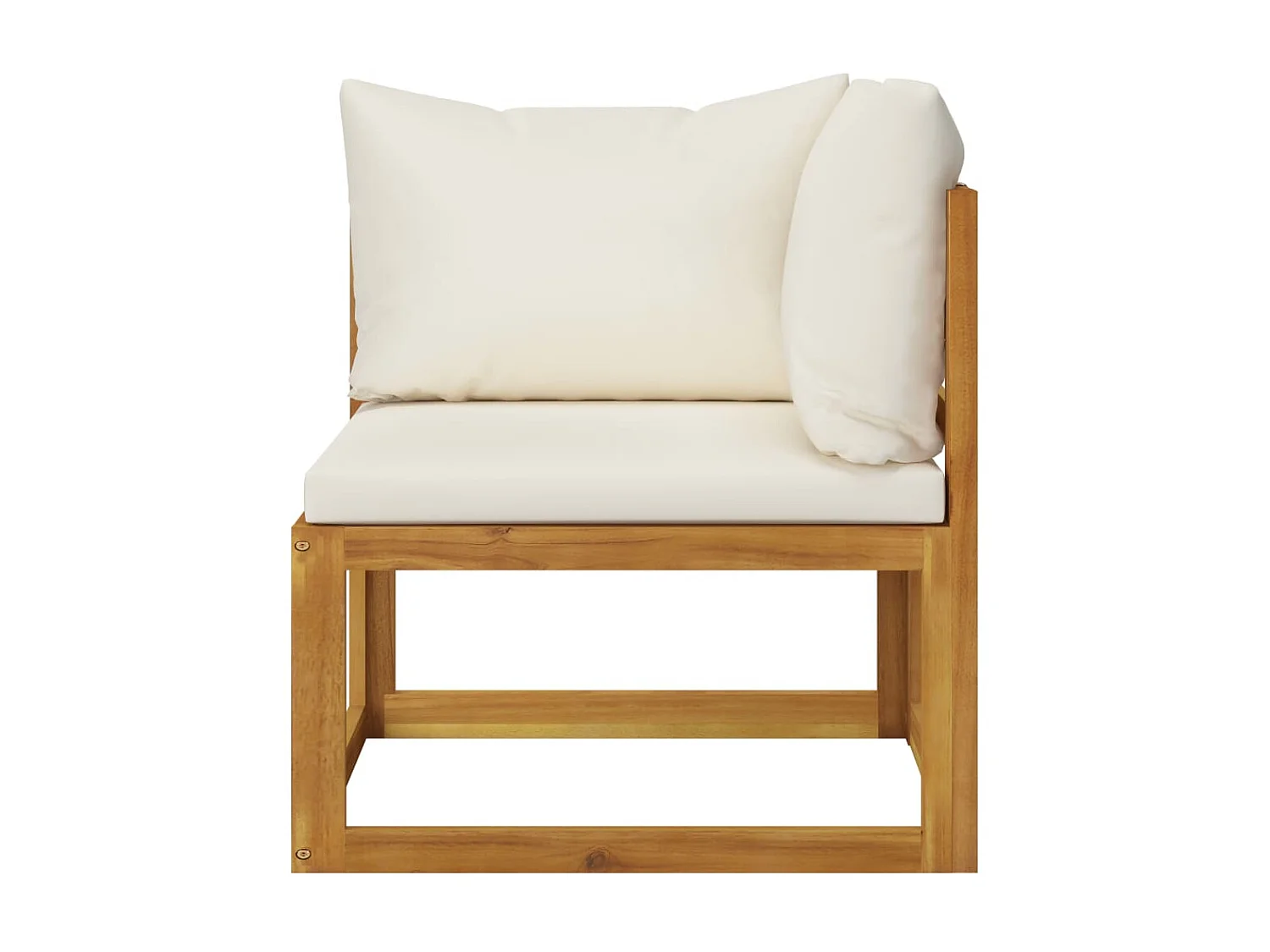 Salon de jardin 5 pcs avec coussin Crème Bois d'acacia solide 3