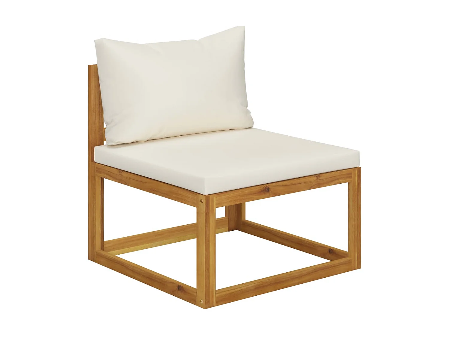 Salon de jardin 5 pcs avec coussin Crème Bois d'acacia solide 3