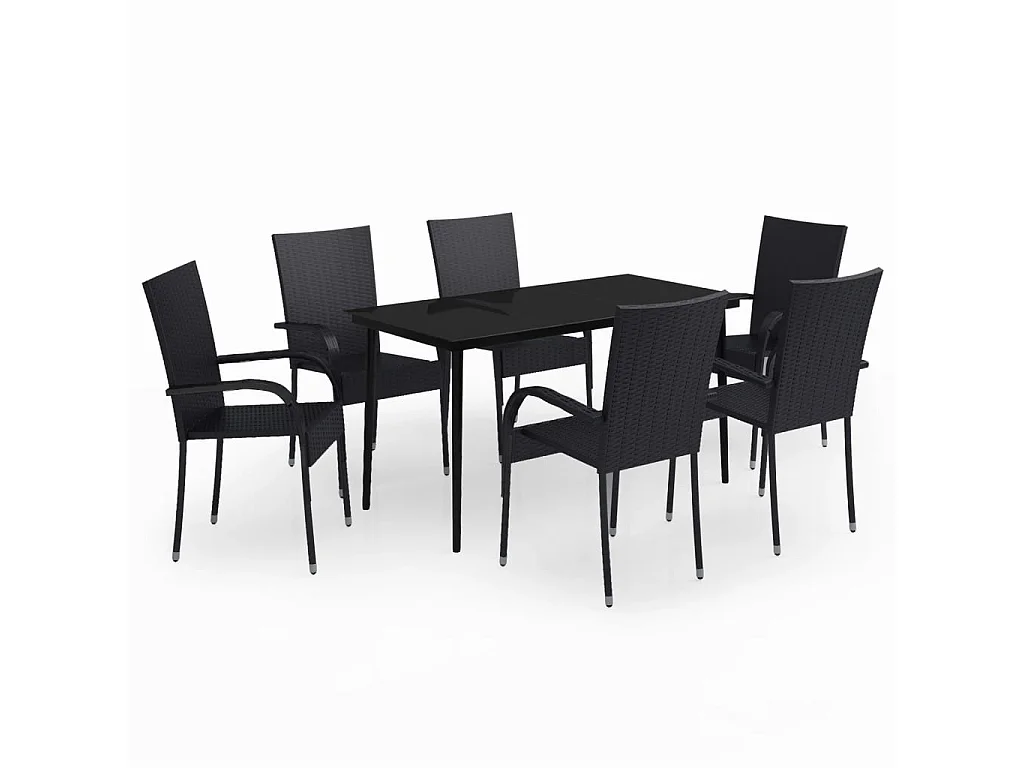 Ensemble de salle à manger de jardin 7 pcs Noir 29