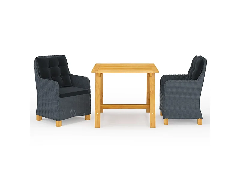 Ensemble de salle à manger de jardin 3 pcs Gris foncé 6