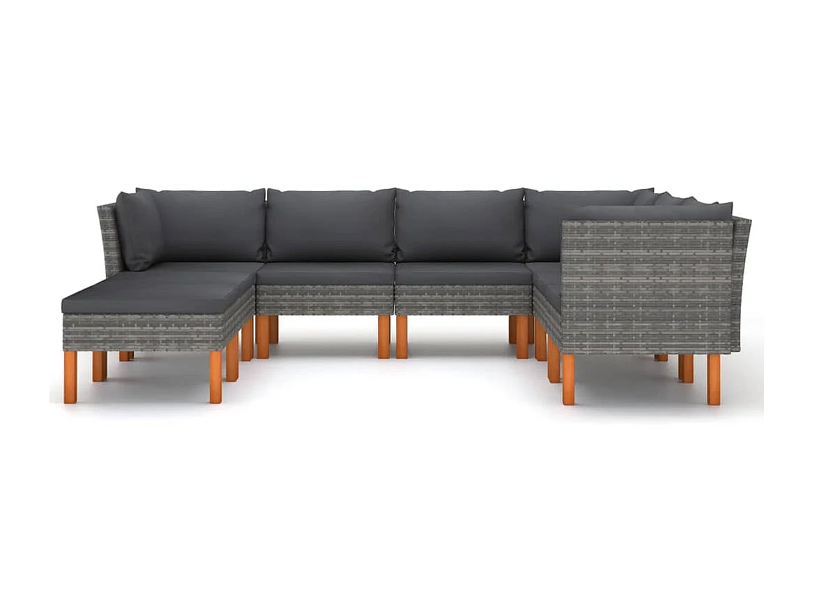 Salon de jardin 8 pcs avec coussins Résine tressée Gris 33