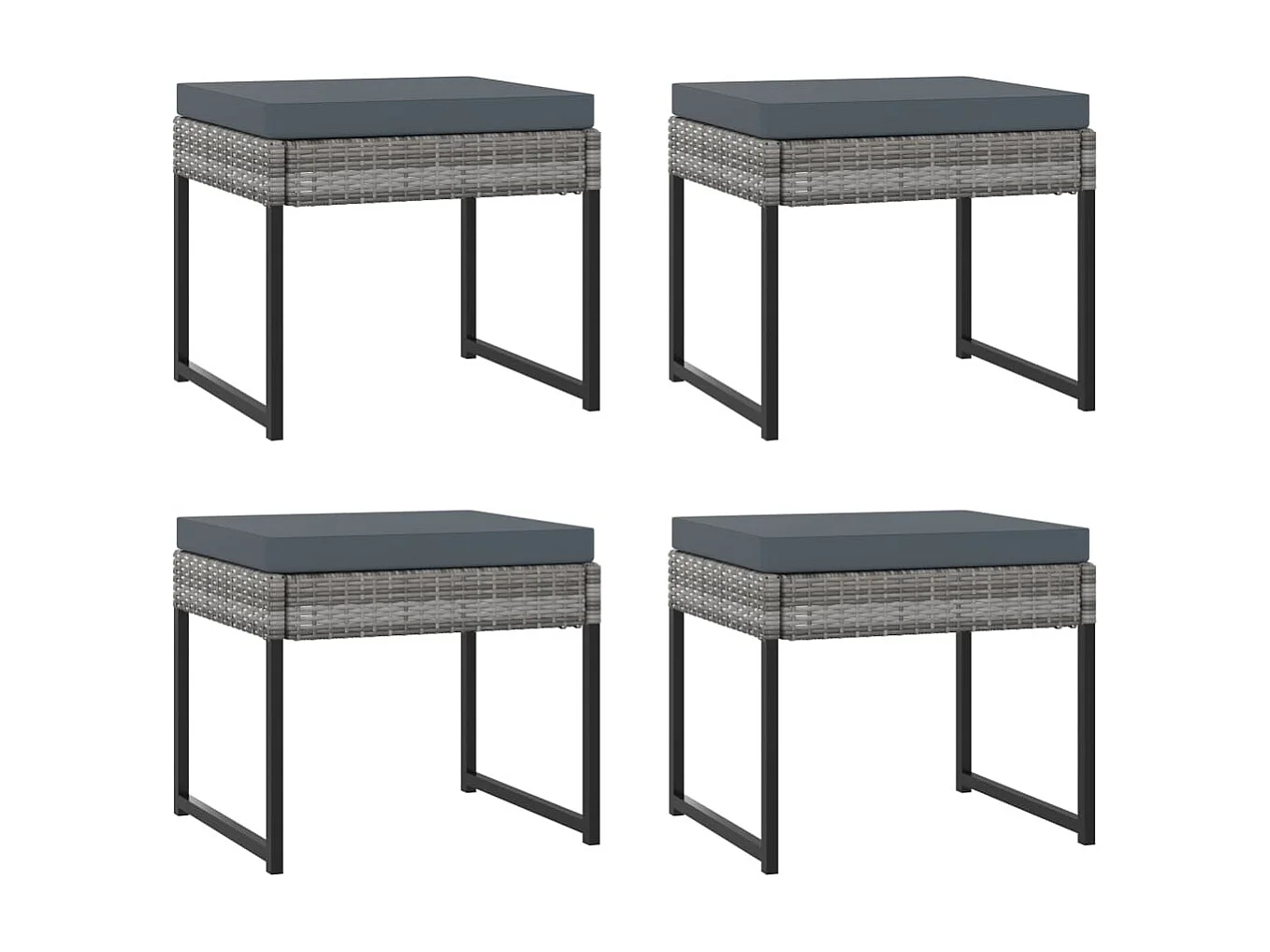 Salon de jardin 9 pcs avec coussins Résine tressée Gris 36