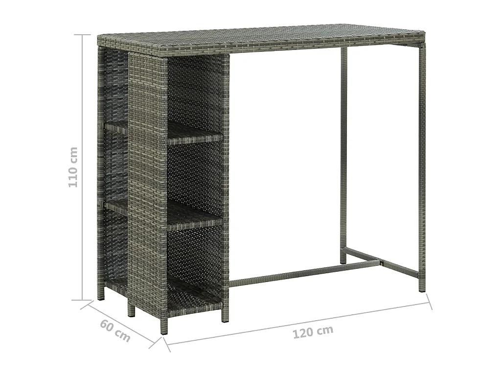 Meuble de bar de jardin 5 pcs et coussins Résine tressée Gris 2