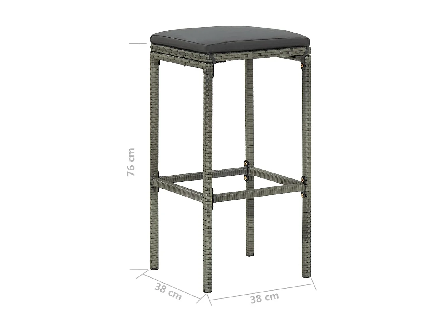 Meuble de bar de jardin 5 pcs et coussins Résine tressée Gris 2