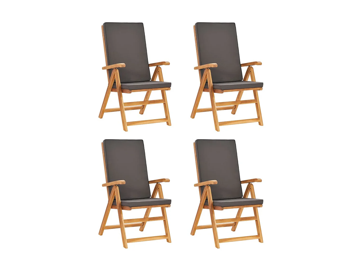 5-delige Tuinset met grijze kussens massief teakhout