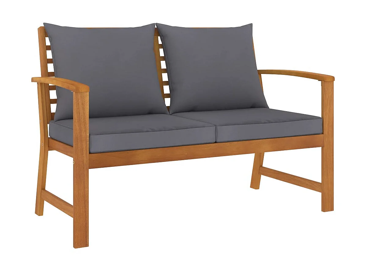 Salon de jardin 3 pcs avec coussin Bois d'acacia solide