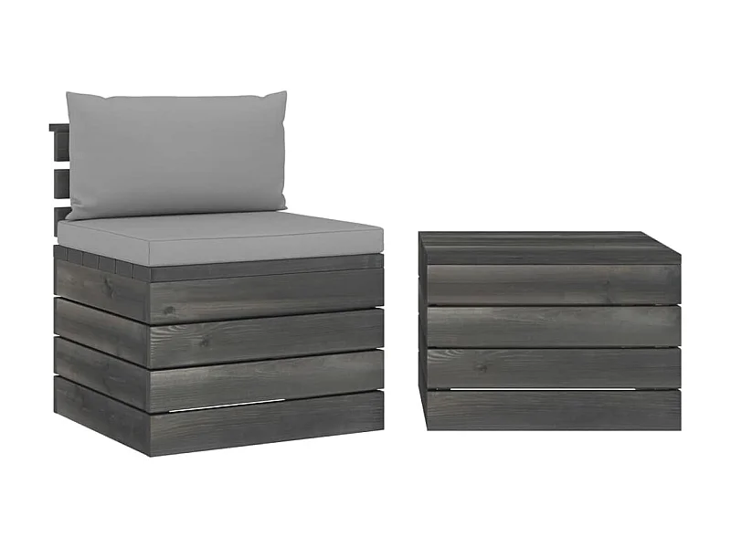 Salon palette de jardin 2 pcs avec coussins Bois de pin massif 23