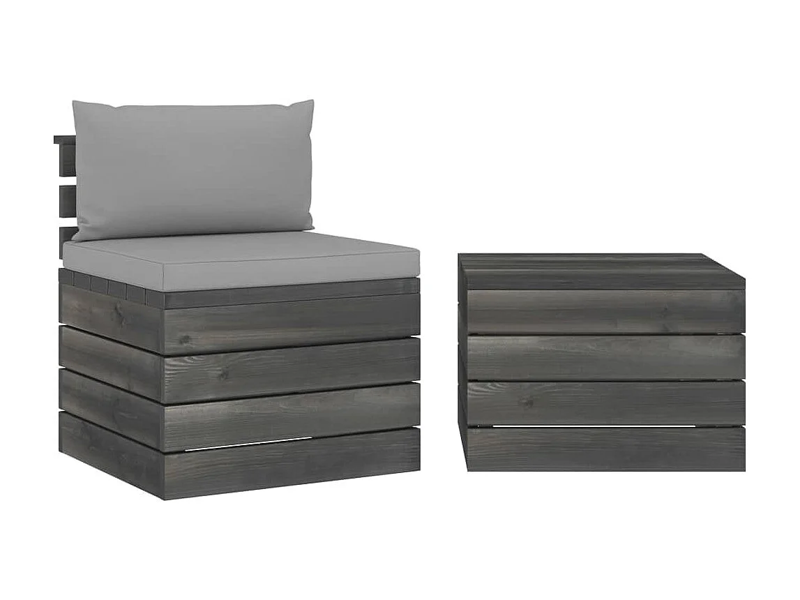 Salon palette de jardin 2 pcs avec coussins Bois de pin massif 23