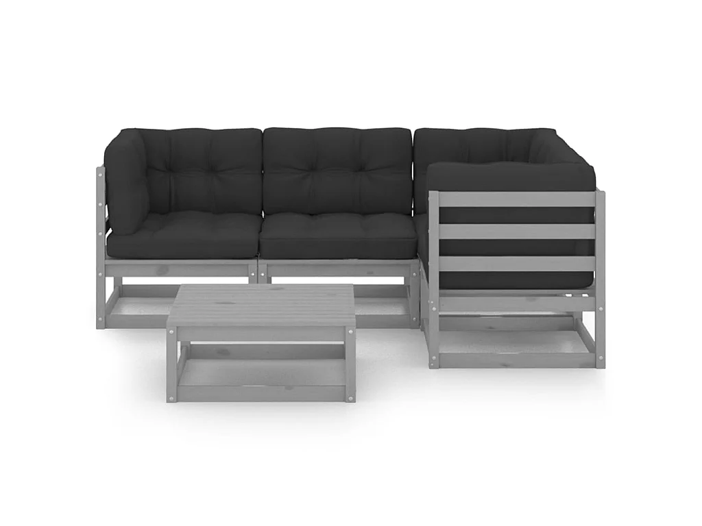 Salon de jardin 5 pcs avec coussins Bois de pin massif 82