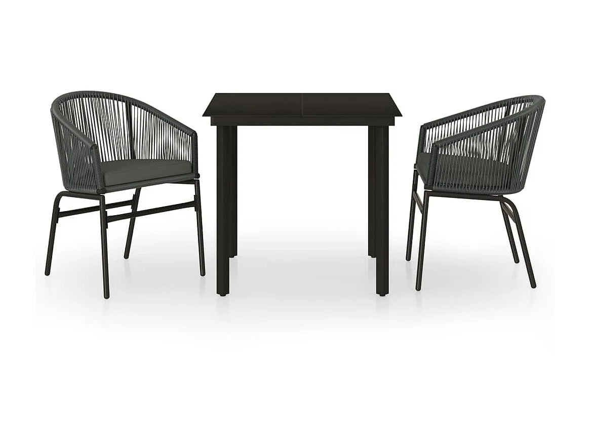 Ensemble de salle à manger de jardin 3 pcs Anthracite