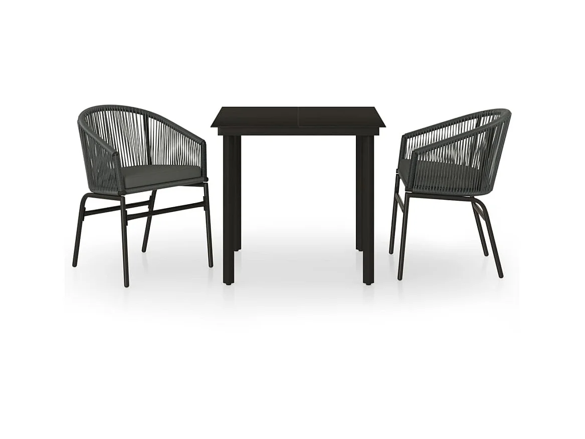 Ensemble de salle à manger de jardin 3 pcs Anthracite